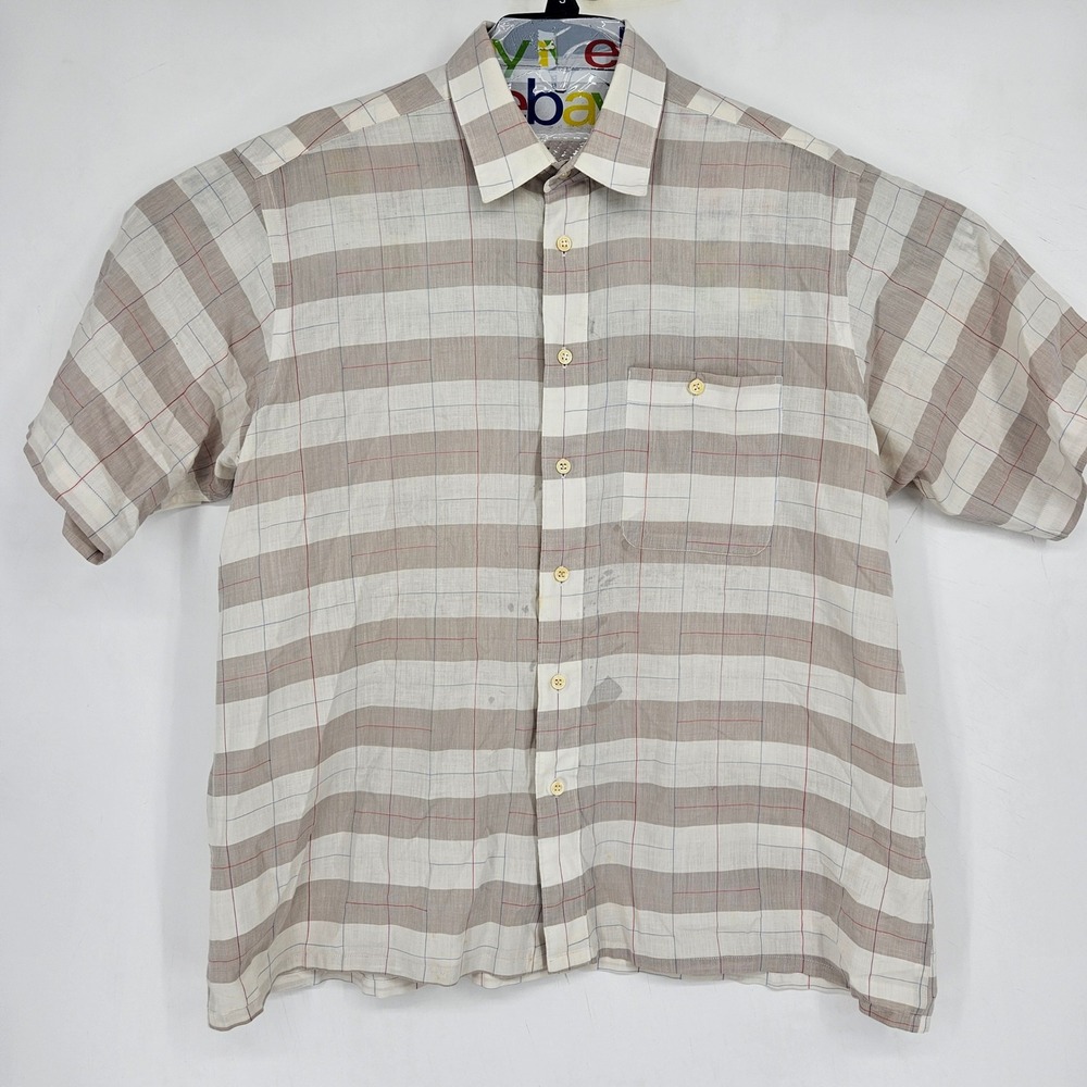 Vintage Christian Dior Shirt Mens Extra Large Button Up Plaid Monsieur FLAWS